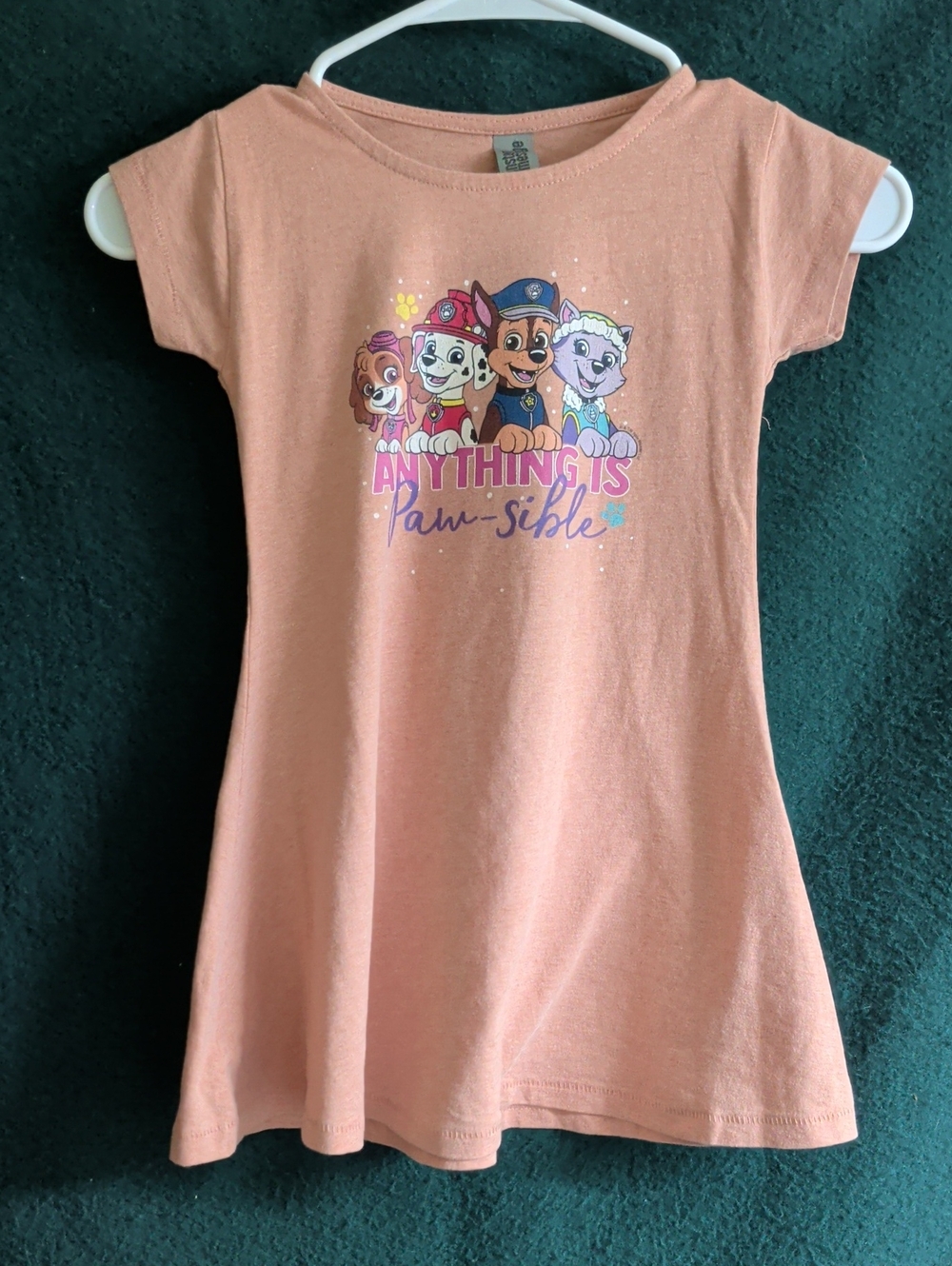 Girls Peach Paw Patrol Graphic Tee Dress
